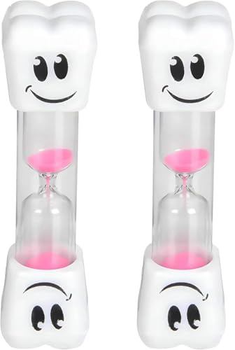GTR SOURCE 2 Minute Sand Toothbrush Timer for Kids, 2-Minute Hourglass Set of 2 (Pink) (Pack of 2).