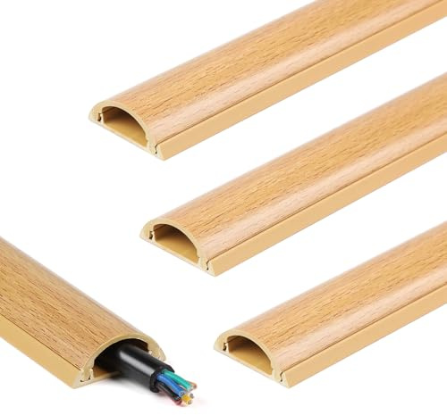 SWAWIS 10 Stück 100x3x1.2cm Kabelkanal Holzoptik, PVC Boden Kabelschacht Selbstklebend, Kabelabdeckung, Kabelkanäle Flach für Verstecken von Kabeln im Büro der Heimschule, Kabelabdeckung | Kabelk aus PVC mit Holzmaserung, zum Verstecken der Kabel im Schulbüro
