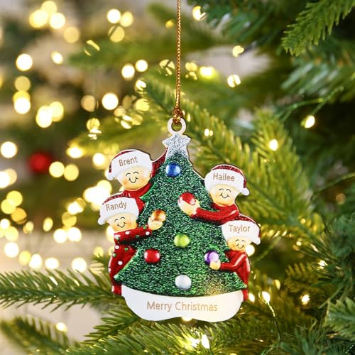 Jeweidea Personalisierte Weihnachtsanhänger mit Namen Weihnachtsbaumschmuck Holz 2024 Weihnachtsdeko Holz Aufhängen (A-Namen 4)