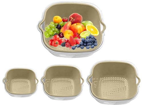 Dranng Set di ciotole e colini, 8 colini per pasta, riso, verdura, scolapasta e scolapasta, design ispessito a 2 livelli per drenare e lavare in modo efficiente