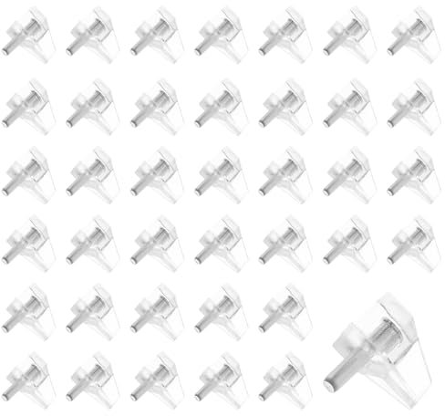 3mm Shelf Support Pegs,Clear Plastic Shelf Supports Studs with Steel Pins,Replacement Shelf Pegs for Wood Shelving,Kitchen,Furniture Shelf Bracket Nail(30Pcs)