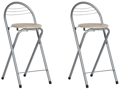 GZTGZMWG Sedia pieghevole, sgabello da bar pieghevole con schienale, sgabello in metallo con seduta rotonda in PVC – Sedia da bar, da bistro, cucina, salva spazio (2)