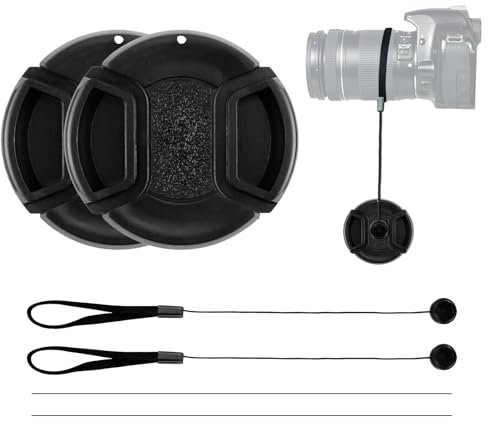 2pcs Bouchon d'Objectif, Clipser pour objectifs d'appareil Photo Avant élastique Cache Objectif pour Appareils Nikon pour Nikon D3000 D3100 D3200 D3300 D5000 D5100, Bouchon d'objectif Universel (52mm)