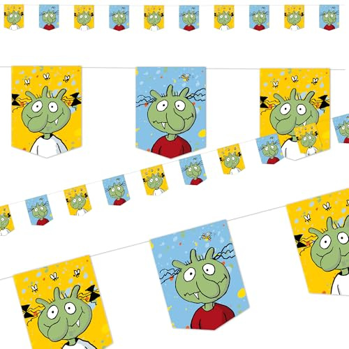 Wimpelkette * DIE OLCHIS * als Deko für Kinderparty und Kindergeburtstag | aus Papier, 350cm lang, mit Befestigungsschnur | Olchi Girlande Partykette Kinder Geburtstag Party