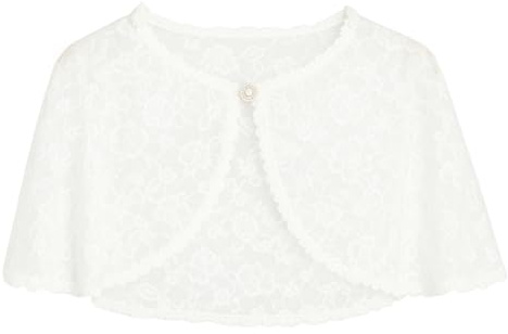 GXGM Bolero Jacke Damen Jäckchen für Kleid Bolero Damen Spitzen Festlich für Abendkleid Kurze Festlich Schulterjacke Elegant Hochzeit (DE/NL/SE/PL, Alphanumerisch, M, Regular, Kurz, Weiß)