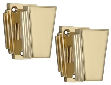 Infinity Decor Pair of Classic Art Deco Mortice Door Knobs - Pull Handles Set in Polished Brass Finish – Ideal for Exterior and Interior Doors
