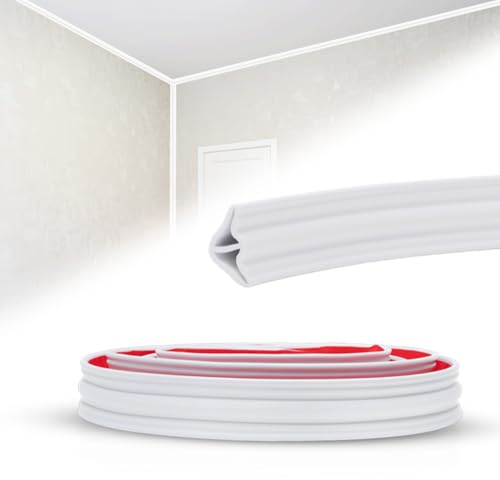 Flexibla prydnadslister, självhäftande taklister 42mmx30mm, stucklister vägg tak, slutlist köksbänkskiva, idealiskt för vardagsrum, kök, badrum, DIY hemförbättring (vit-3M)