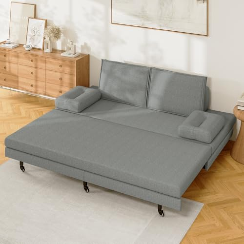 KSFASHZ 2-Sitzer-Sofa, Doppelbett 180 x 200 cm, für Einzelbett gepolstert, mit ausziehbarem Bett, Sofa, Couch, Doppelbett, klappbar, ausziehbar, Grau