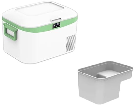 Anslut Nätadapter for Bil Bilfrys Bärbar Bilkylskåp 12V/24V/220V, Med Handtag 12,8L Håller Värmen I Upp Till 48 Timmar, for Camping Hemmabruk -18°C Till 10°C(White)
