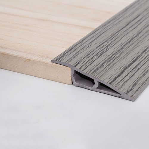 10FT/3meter Floor Transition Strip Vinyl Door Threshold Flooring Transition Self Adhesive Carpet Edging For Laminate Doorway Edge， Height Threshold Ramps(Size:7-10mm,Color:Gray wood grain)