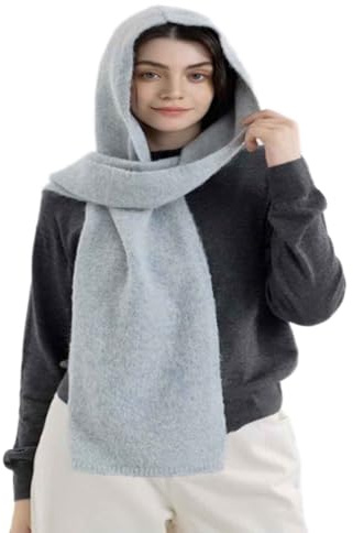 WUODHTW Gestrickter Kapuzenschal für Damen und Herren, Wintermütze, Sturmhaube, Strickmütze, Mütze, Halstuch, Schal