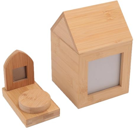 Naroote Urna de Cremación para Fotos de Mascotas, Caja para Cenizas de Mascotas Portátil, Atractiva, Hermosa, Previene la Deformación, Forma de Casa, Fácil Montaje para para Gato (Combinación Grande)