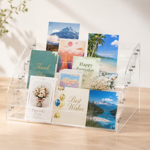Xygobla 5 Tier Acrylic Greeting Card Display Stand