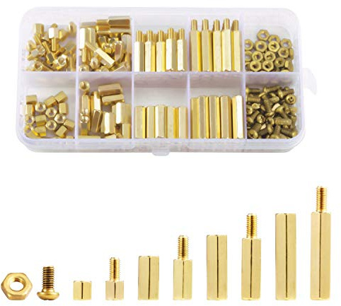 Litorange 320 Pieces M2 Male Female Hex Brass Spacer Standoff Screw Nut Threaded Pillar PCB Motherboard Assortment Kit