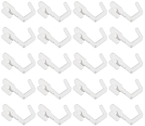 Yardwe 20Pcs J Shape Peg Board Hooks 1.30 Inch Plastic Display Shelf Hangers for Wall Storage Kitchen Bedroom Organizer Reusable
