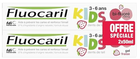 Fluocaril Kids Pasta de Dientes Bifluorada 3-6 Años 2 x 50ml Gel Fresa