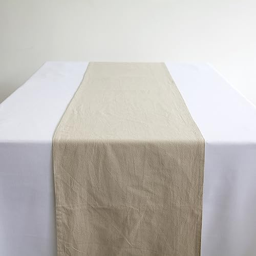 Decor Essentials Linen Stonewash Table Runners Cloths Wedding Decorative Tableware Settings Events (Natural)