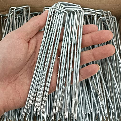100 Pcs 6 inch Garden Landscape Staples Galvanized Pins Lawn Stakes for Weed Barrier Ground Cover,U-Type Heavy Duty (100 Pcs x 6)