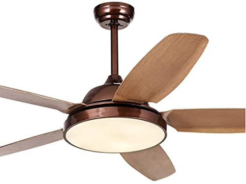 ABGRC Indoor Lighting Nordic Retro Ceiling Fan Light，Dinning Room Bedroom Living Room Three-Speed Dimming LED Chandelier，Solid Wood Ceiling Fan Safe
