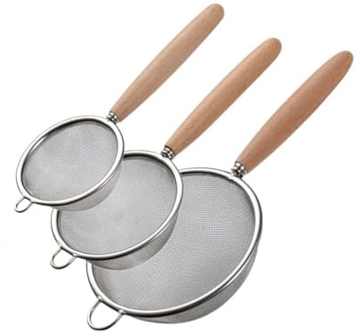 Verve Jelly 30 Mesh Kitchen Colander, Fine Mesh Strainer Set, Stainless Steel Sieves and Strainers, Kitchen Colander Sieve with Handle, Ideal for Juice Egg Tea Coffee Flour Filter, 3 Pack