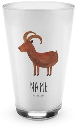 Mr. & Mrs. Panda Personalisiertes Glas Sternzeichen Steinbock - Personalisierte Geschenke, Trinkglas Mit Namen, Weinglas Gravur, Cocktailglas, Steinböcke, Bock, Schnapsglas, Geschenk, Ziege, Bierglas