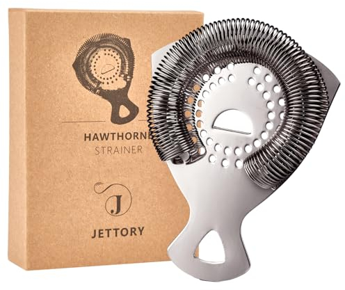 Jettory Hawthorne - Colador de cóctel de acero inoxidable negro, se adapta a la mayoría de cocteleras y vasos, colador de barra de grado profesional