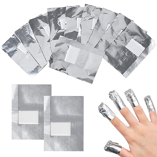 100pcs Feuille d'aluminium Dissolvant, Ultra-Minces Papillotes en Aluminium, Papillotes Ongles d'aluminium pour Retirer Vernis à Ongles