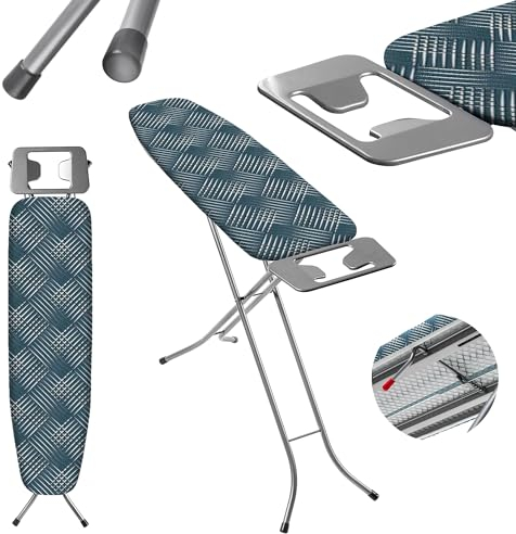 KADAX Asse da Stiro 110 x 30 cm con Altezza Regolabile, Supporto per Ferro e Copriasse in Cotone, Tavola da Stiro Pieghevole per Risparmiare Spazio (Blu)