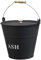 12 Litre Black Metal Ash Bucket - Wooden Handle Fireplace Container Coal Storage, Wooden Handle & Lid Handle | Log Holder | Living Room, Fireplace, Fire Pit Wood Burning Stove Bin, Includes Lid