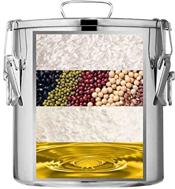 ANSNOW 10-90L Stockpot Soup Pot Stainless Steel Pail Bucket Thicken Milk Can with Sealed Lid Store Rice/Flour/Oil/Beans, Composite Bottom/Silver/50 * 50Cm