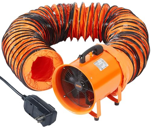 VEVOR 16 Inch Utility Blower Fan, 2 Speed 5175 CFM Heavy Duty Cylinder Axial Exhaust Fan with 33ft Duct Hose, Industrial Portable Confined Space Ventilator for basements, warehouse, Workshop