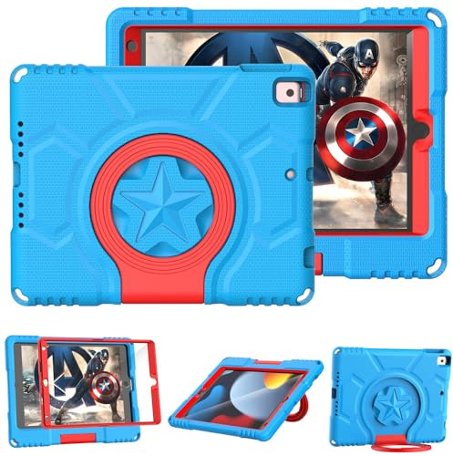 TrendGate iPad 9th/8th/7th Gen Case for 10.2 Inch 2021/2020/2019 - Blue | Lightweight, Shockproof, Soft, EVA, Built-in Screen Protector, Multi-angle Grip Stand, iPad 9th/8th/7th Generation Kids Case