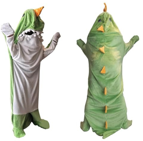 Carroterr Wearable Dinosaur Blanket, Blanket Hoodie Adult & Kid, Animal Sleeping Bags for Kids Adult, Cute Appearance with Spikes & Tail, for Parties, Camping, Sleepovers