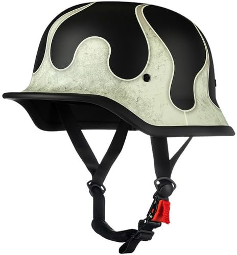 Halbhelme Motorradhelm, Halbschalenhelm mit ECE Genehmigt, Brain-Cap Halbschale Roller-Helm Scooter-Helm Jet-Helm Retro für Erwachsene Herren Damen