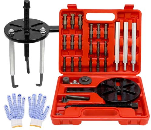 Shulltji Bearing Puller Kit Inner Hole Extractor Multifunctional Bearing Removal Tool Bearing Disassembly Gear Puller with 3 Curved Hook, Carrying Case