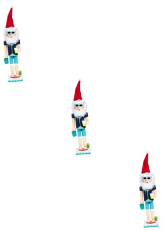 TOPBATHY Lot De 3 Figurines Traditionnelles De Père Noël en Bois Représentant Un Casse-Noisette Décoration De Noël pour La Maison