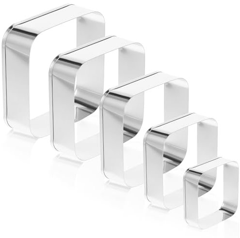 JJUNW 5 cortadores de galletas cuadrados, cortadores de sándwiches de frutas y verduras, molde de pastelería, cortador de sándwich para almuerzo de niños, cortador de galletas para hornear