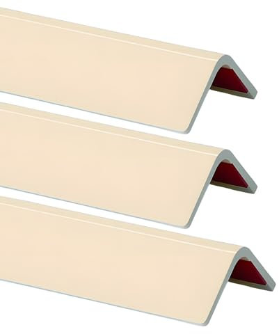 Raouoae Dekorative Wandkanten Aus PVC 3 Stück Länge: 100/120/150 cm Flache Kunststoffstreifen Für Wände Arbeitsplatten & Wandleistenschutz Für Küche Und Wohnzimmer(Beige,L:120cm)