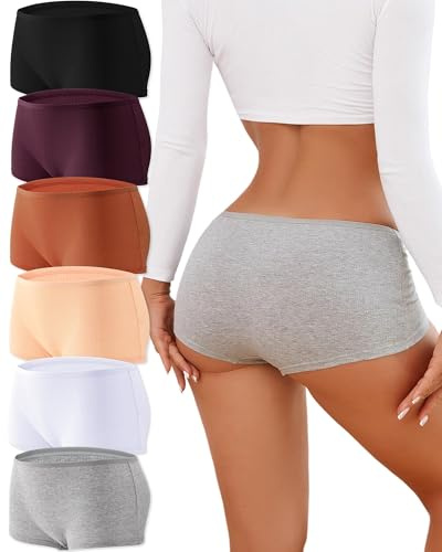 READY TO LOVE Boxershorts Unterhosen Damen Baumwolle Unterwäsche Frauen Dehnbar Hipster Pantys Atmungsaktive Boyshorts Panties Bequem Mehrpack 6