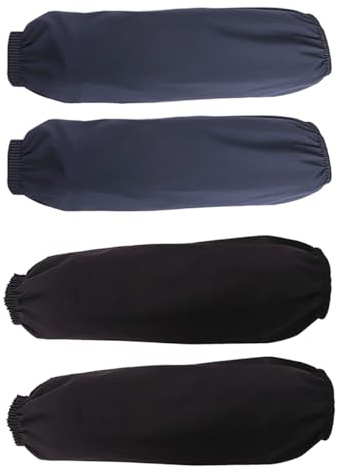 CwQisjk 2 Paar wasserdichte Armstulpen, öldicht, Armschutz für Gartenarbeit und Geschirrspülen, elastische Bündchen, Unterarmschutz, Overleeves, Marineblau und Schwarz, 36*18 CM