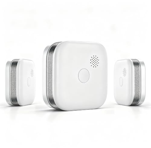 SECAIR3 Pack Smoke Alarm, 10 Year Sealed Lithium Battery Mini Fire Detector EN 14604 Certified Remote Hush Function Tool Free Installation for Home Flats & Rental Properties
