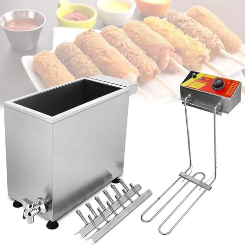 CWCQGH Corn Dog Fryer,12 Hooks Commercial Cheese Hot Dog Sticks Maker Machine Electric Deep Fryers with Adjustable Temperature, for Kitchen Restaurant Snack Bar Canteen Home