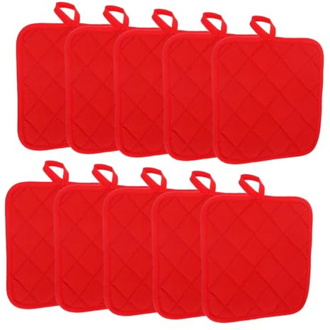 CIYODO Presine da Cucina Resistenti al Calore e Antimacchia 10 Pezzi Quadrate in Cotone Rosso Set Riutilizzabile per Baking e Protezione Forno