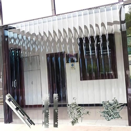 KJoBDwz Faltvorhänge, transparenter PVC-Streifenvorhang, Vinylstreifen-Tür-Kit, for Einkaufszentrum, Lagertür PVC Streifenvorhang Lamellen(1.2x2.4m)