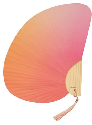 FISURA Ventaglio originale con colori sfumati. Ventaglio per matrimonio rosa. Carta e legno. Accessorio estivo originale. 21 x 29 cm., Sfumato, Taglia unica