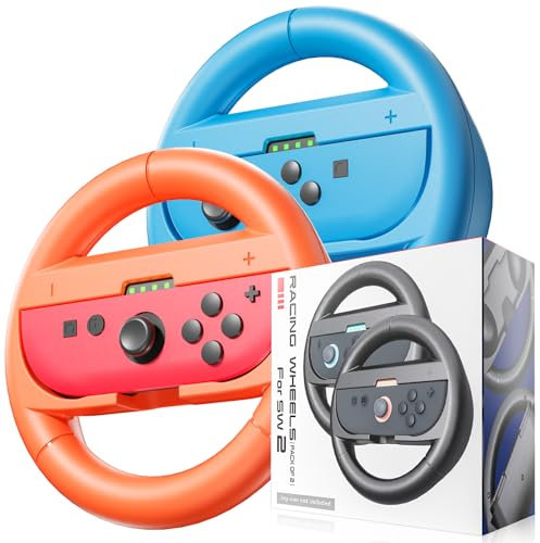 BRHE Steering Wheels for Nintendo Switch 2 2025 JoyCons, Racing Wheels for Mario Kart 8,Anti-Slip Grip & Plug-and-Play, Wheel Accessories for Switch 2 (Orange)