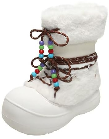 Kvinnor Vinter Snö Mid Calf Stövlar Varm Plysch Pälsfodrade Stövlar Med Tjock Sula Mysig Isolering Söt Chunky Style
