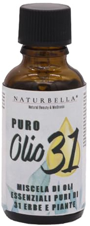 Gisa Wellness - Puro Olio 31 30ml - Miscela Di 31 Oli Essenziali Puri (Menta, Eucalipto, Agrumi, Conifere) - Rinfrescante, Purificante, Stimolante - 100% Naturale - Made In Italy