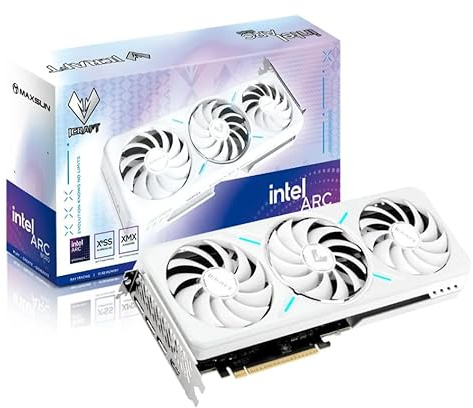 WEELIAO MAXSUN Intel Arc B580 12G iCraft Carte graphique blanche, 2670 ~ 2850 MHz, 12 Go GDDR6, 192 bits, PCIE4.0, 1 HDMI2.1a, 3 DP2.1, 3 ventilateurs