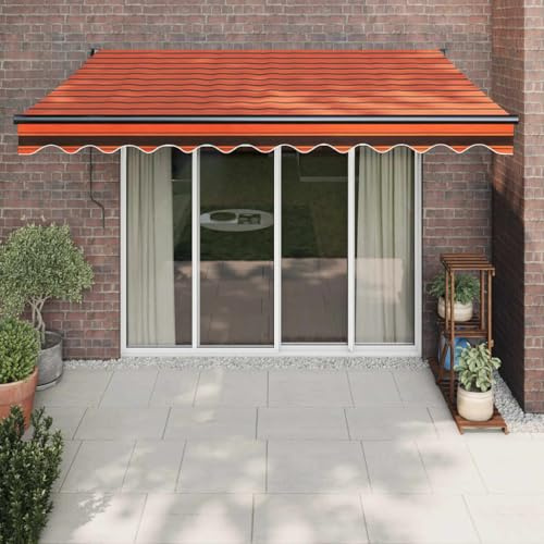 IKAYAA Tenda Retrattile elettrica Tenda da Sole 350x250 Tenda Retrattile Automatica Resistente ai Raggi UV con elecomando manovella-Arancione-350 x 250 cm
